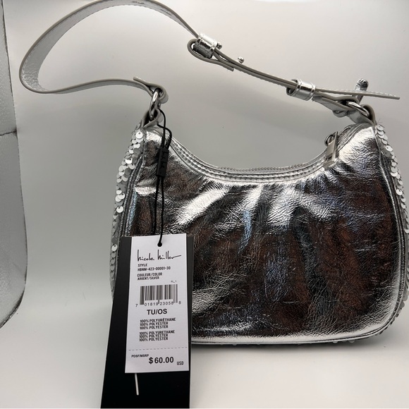 Nicole Miller Silver Sequin Shoulder Bag - Picture 2 of 4